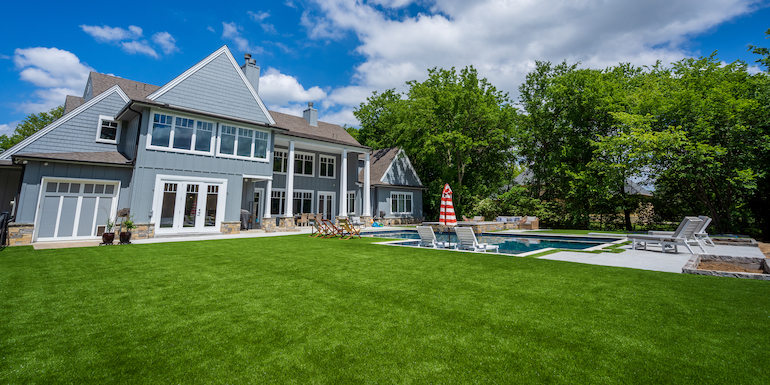 Premium synthetic grass - installation of pool deck